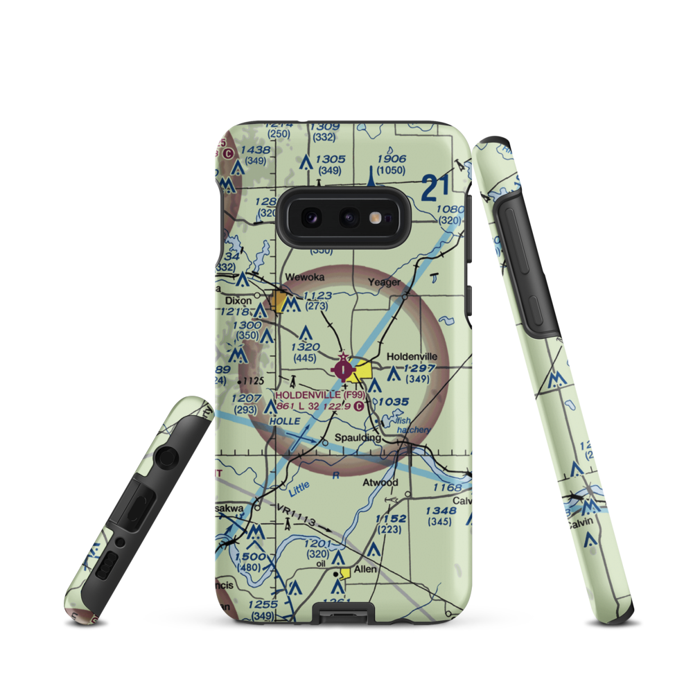 Holdenville Municipal Airport (F99) VFR Sectional Samsung Phone Case Samsung Galaxy S10e model shown