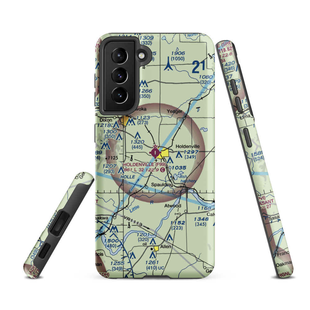 Holdenville Municipal Airport (F99) VFR Sectional Samsung Phone Case Samsung Galaxy S21 FE model shown