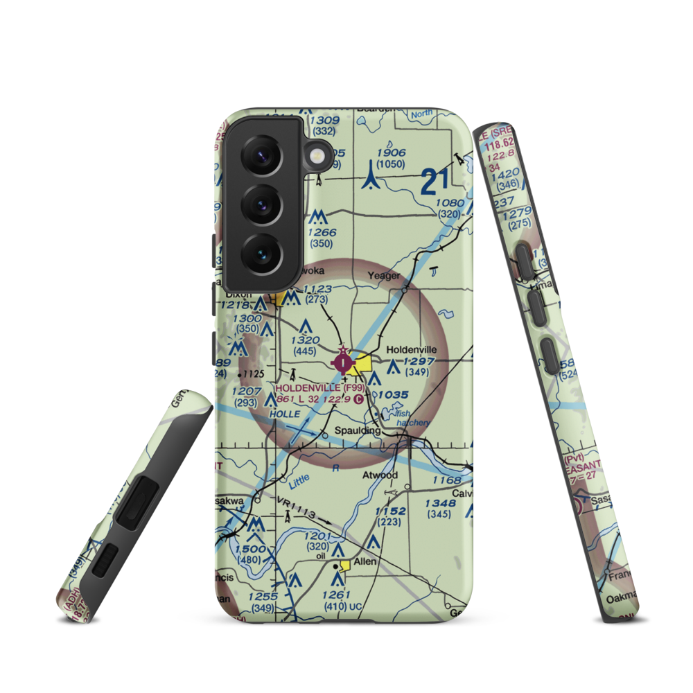 Holdenville Municipal Airport (F99) VFR Sectional Samsung Phone Case Samsung Galaxy S22 model shown