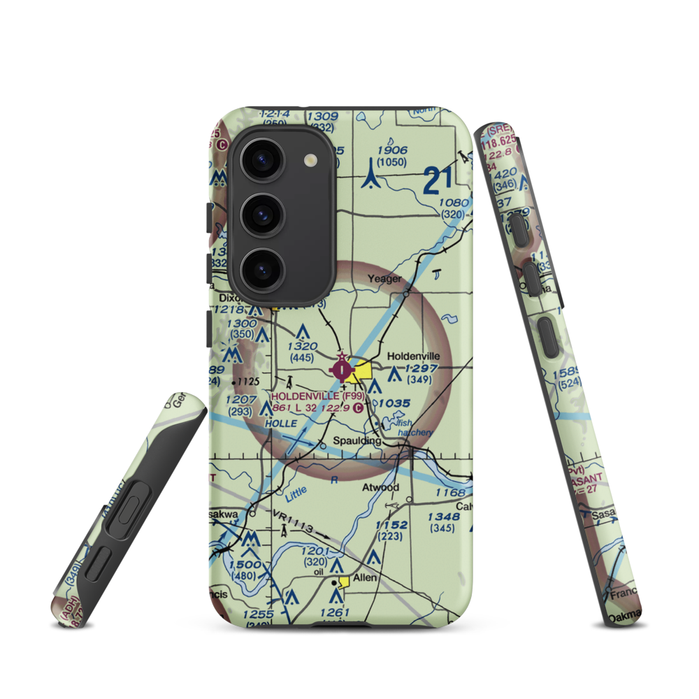 Holdenville Municipal Airport (F99) VFR Sectional Samsung Phone Case Samsung Galaxy S23 model shown