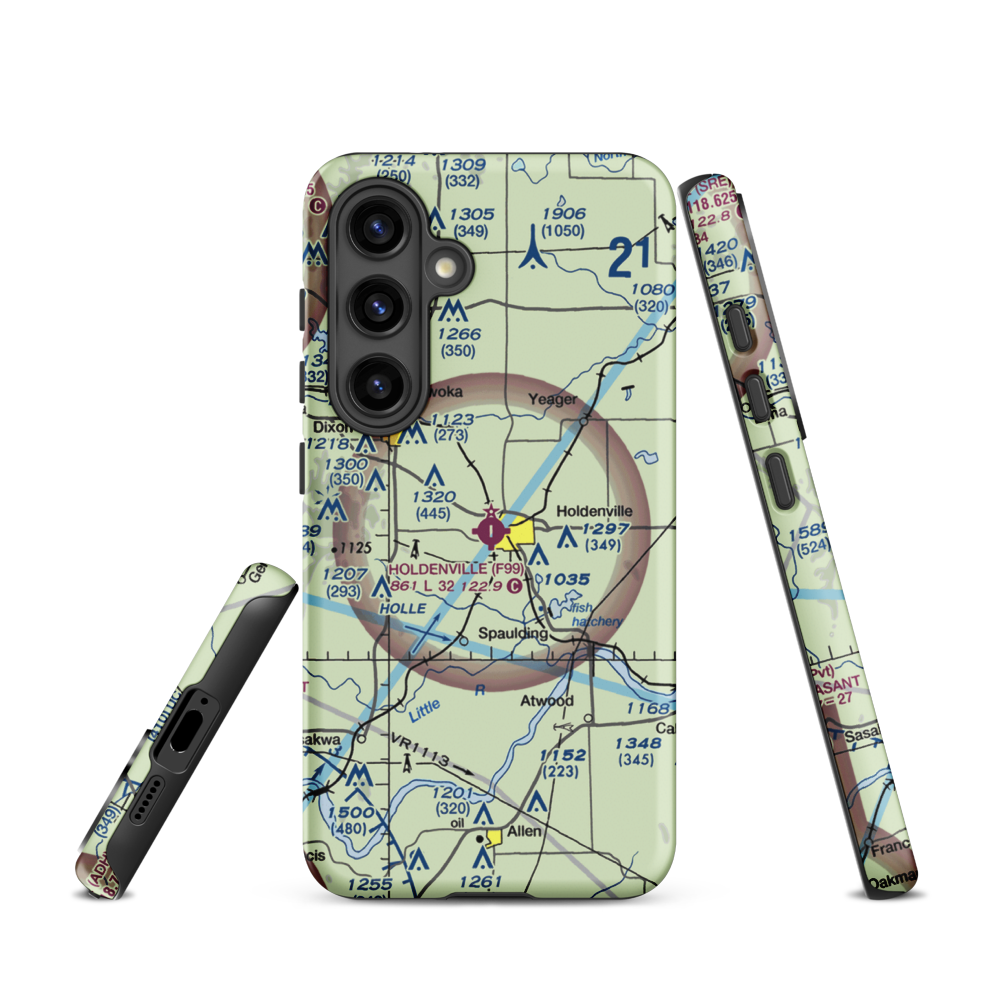 Holdenville Municipal Airport (F99) VFR Sectional Samsung Phone Case Samsung Galaxy S24 model shown