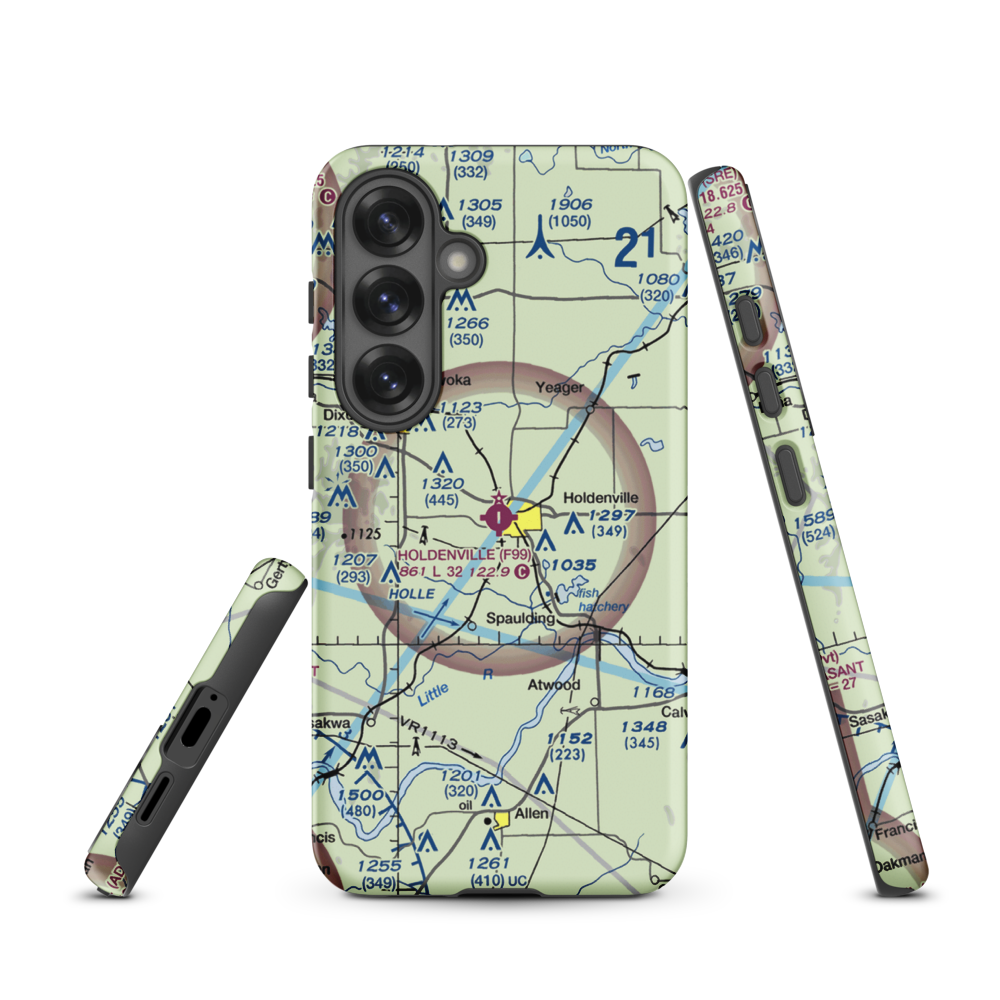 Holdenville Municipal Airport (F99) VFR Sectional Samsung Phone Case Samsung Galaxy S25 model shown
