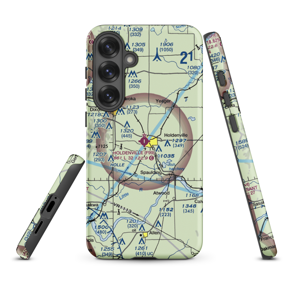 Holdenville Municipal Airport (F99) VFR Sectional Samsung Phone Case Samsung Galaxy S25 Plus model shown