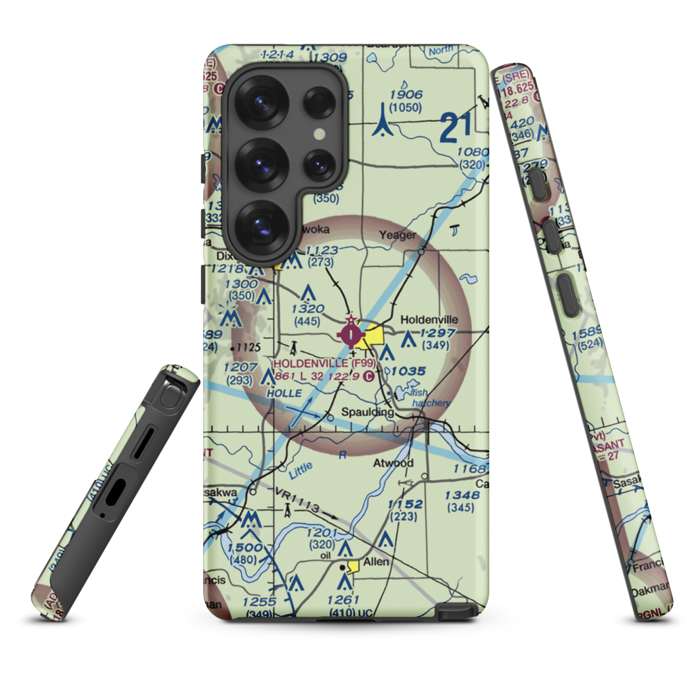 Holdenville Municipal Airport (F99) VFR Sectional Samsung Phone Case Samsung Galaxy S25 Ultra model shown