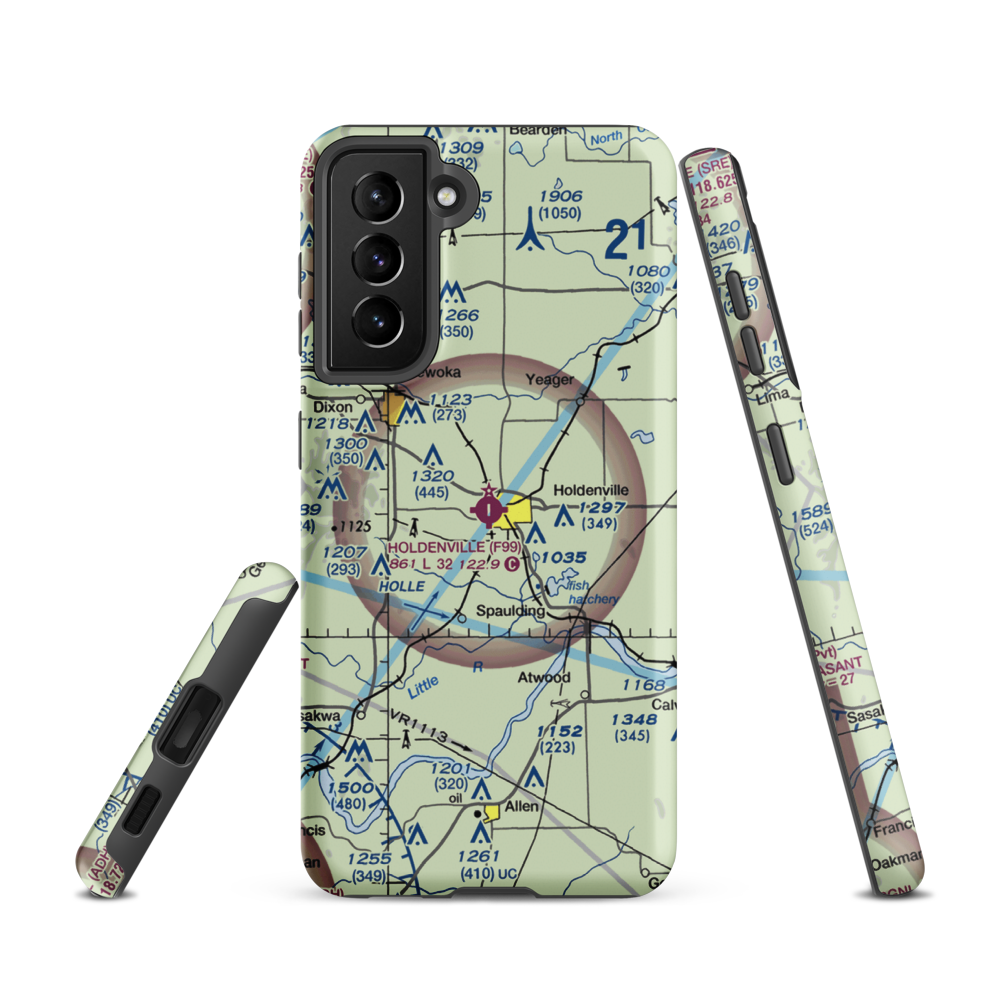 Holdenville Municipal Airport (F99) VFR Sectional Samsung Phone Case Samsung Galaxy S21 model shown