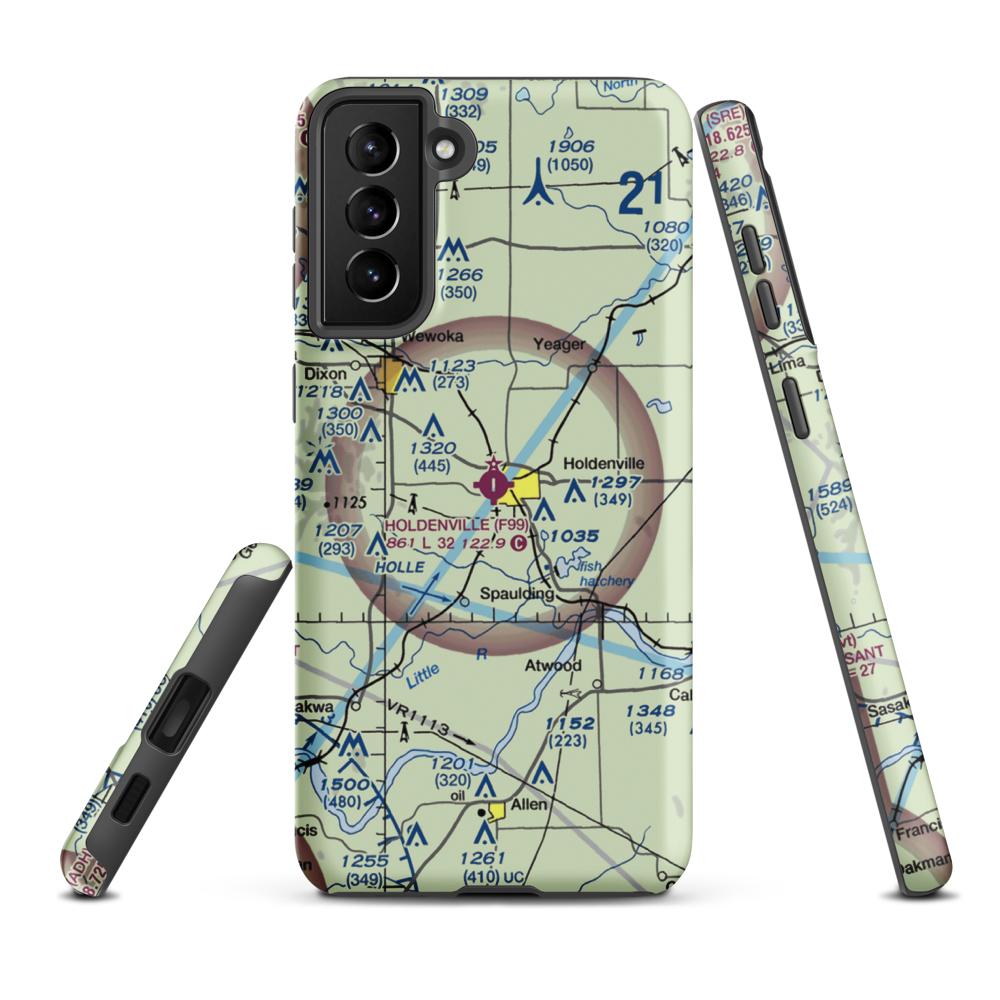 Holdenville Municipal Airport (F99) VFR Sectional Samsung Phone Case Samsung Galaxy S21 Plus model shown