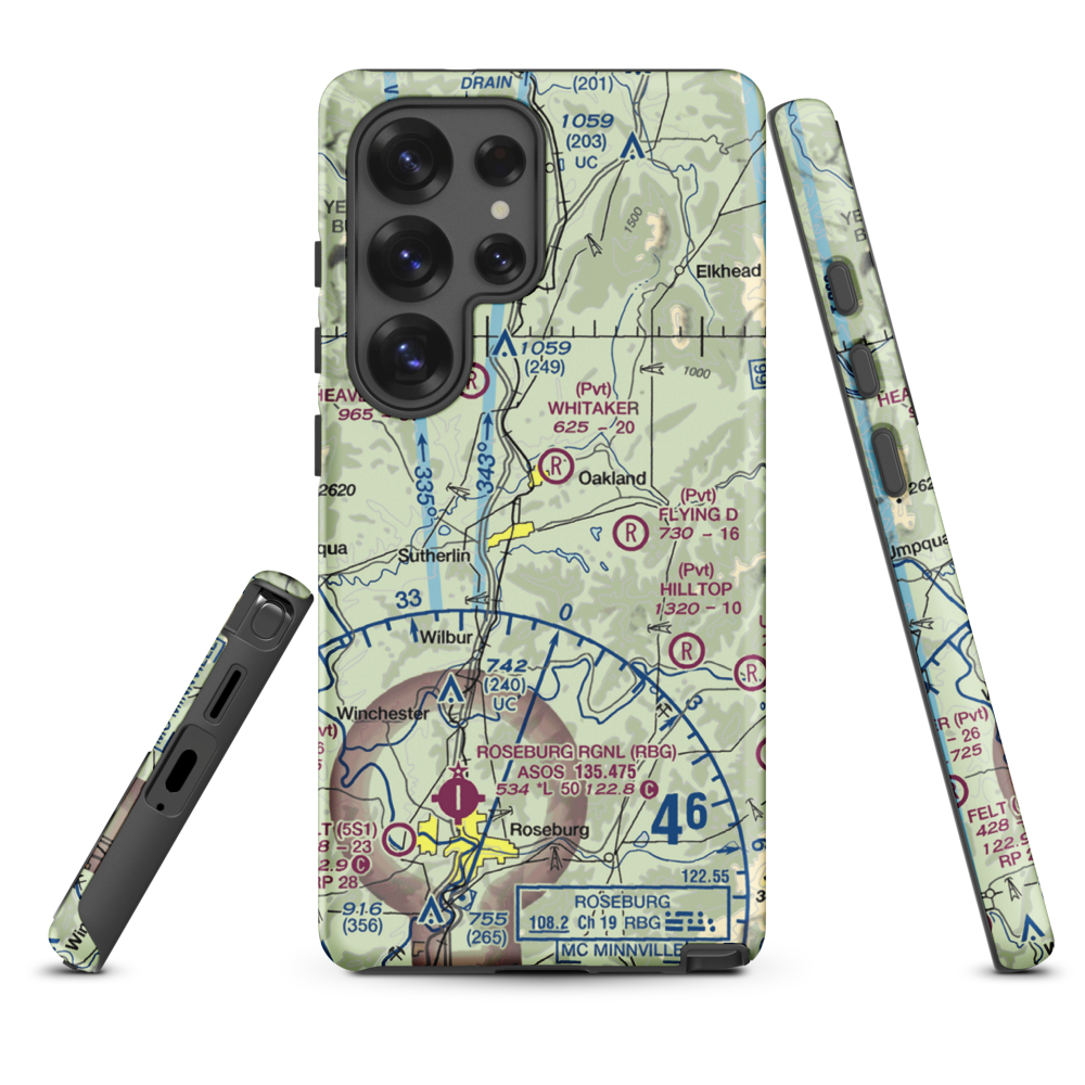 Holiday Sky Ranch Airport (11OR) VFR Sectional Samsung Phone Case Samsung Galaxy S25 Ultra model shown