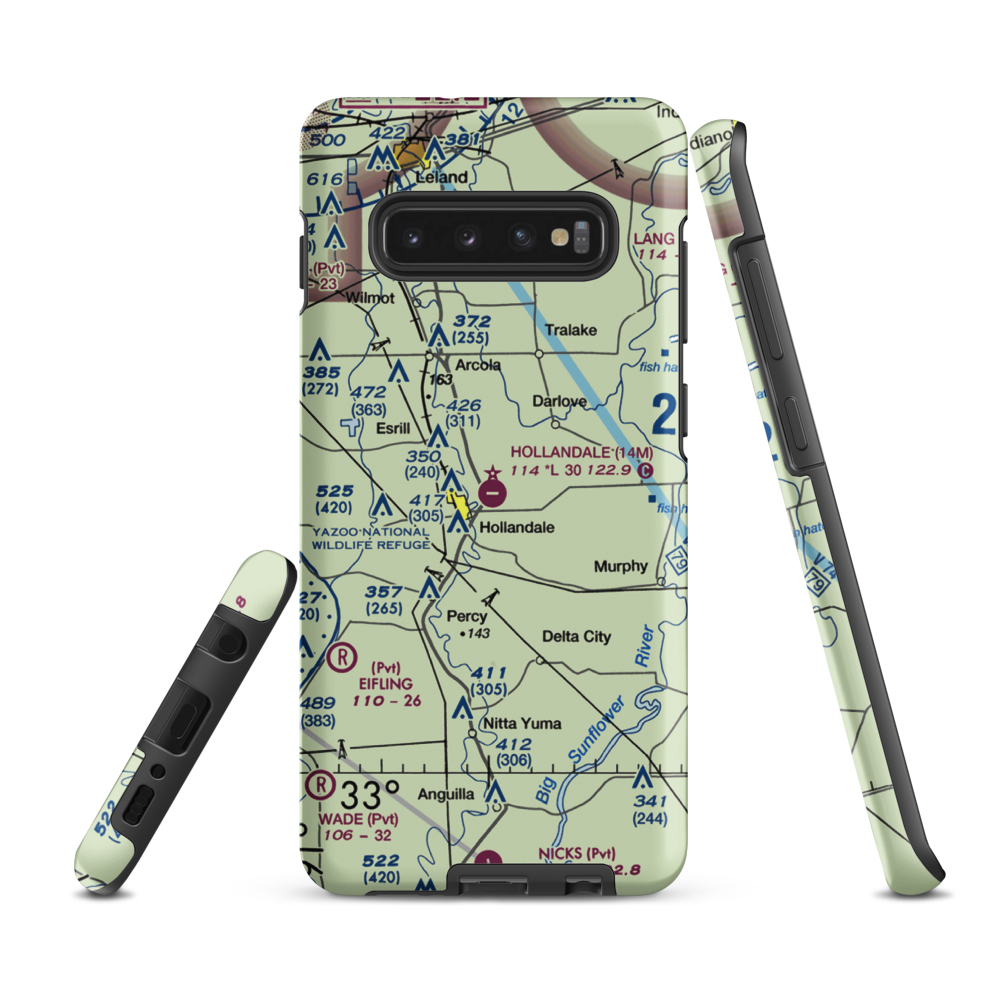 Hollandale Municipal Airport (14M) VFR Sectional Samsung Phone Case Samsung Galaxy S10 Plus model shown