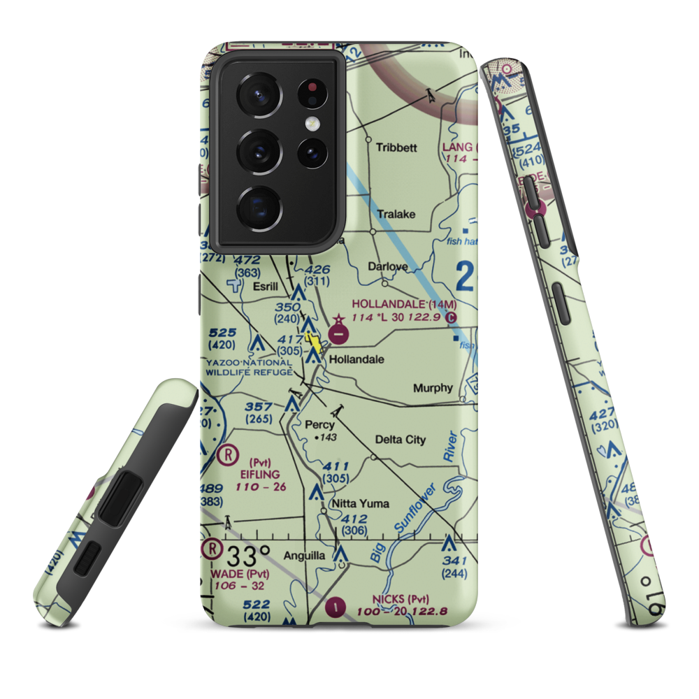 Hollandale Municipal Airport (14M) VFR Sectional Samsung Phone Case Samsung Galaxy S21 Ultra model shown