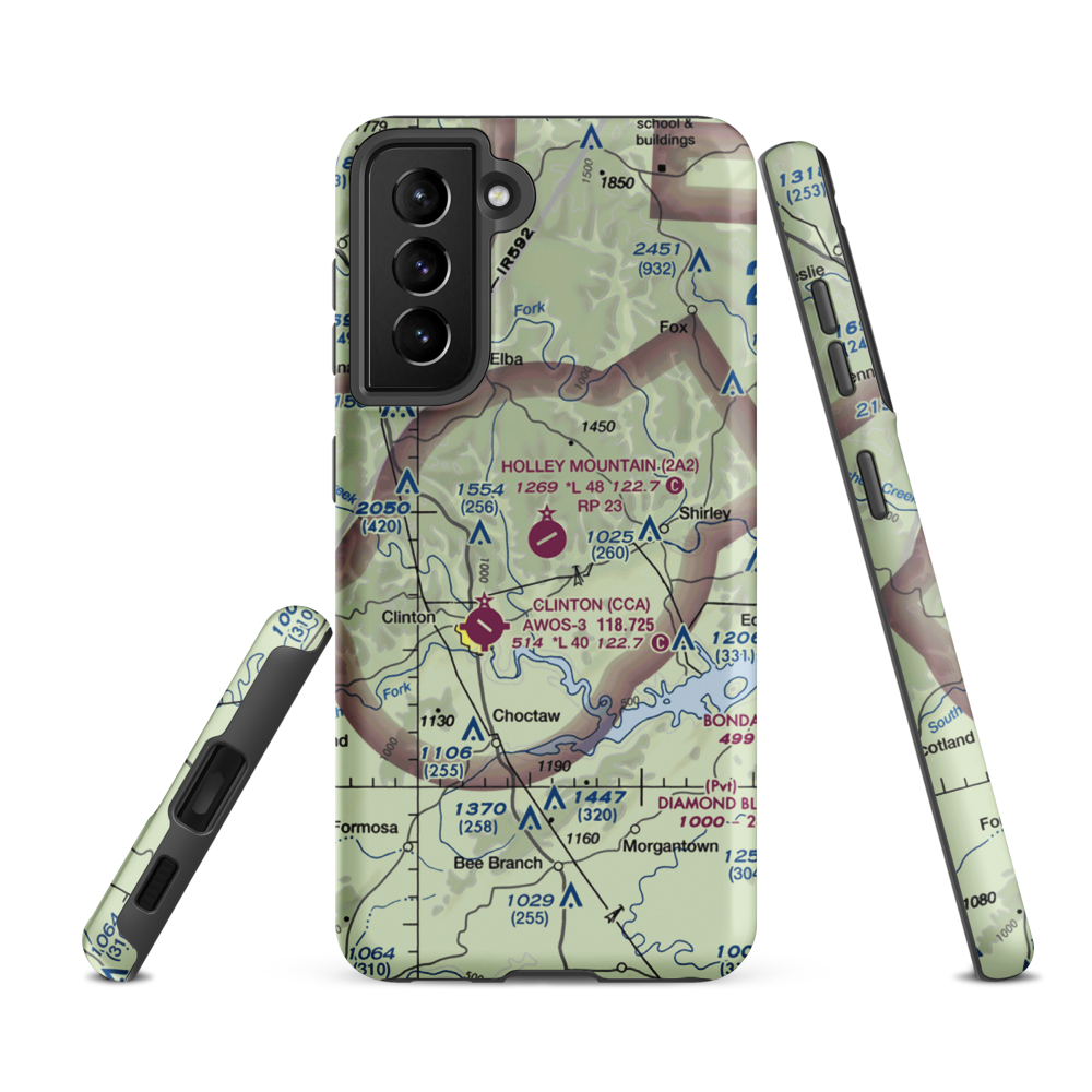 Holley Mountain Airpark (2A2) VFR Sectional Samsung Phone Case Samsung Galaxy S21 FE model shown