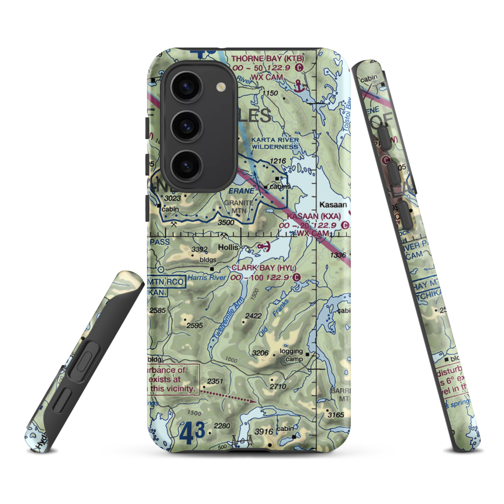 Hollis Clark Bay Seaplane Base (HYL) VFR Sectional Samsung Phone Case Samsung Galaxy S23 Plus model shown