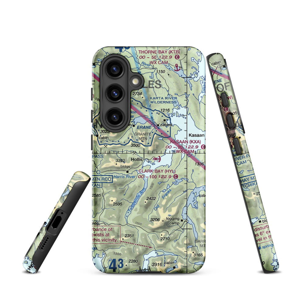 Hollis Clark Bay Seaplane Base (HYL) VFR Sectional Samsung Phone Case Samsung Galaxy S24 model shown