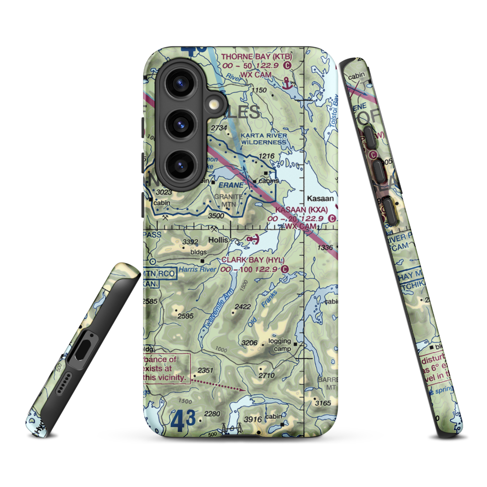 Hollis Clark Bay Seaplane Base (HYL) VFR Sectional Samsung Phone Case Samsung Galaxy S24 Plus model shown