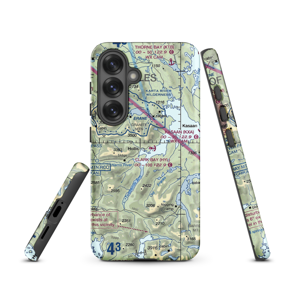 Hollis Clark Bay Seaplane Base (HYL) VFR Sectional Samsung Phone Case Samsung Galaxy S25 model shown