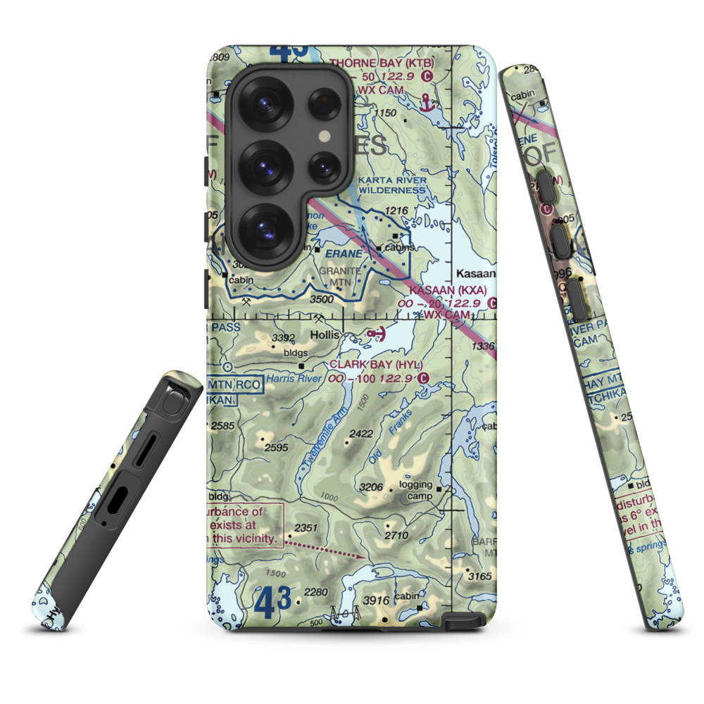 Hollis Clark Bay Seaplane Base (HYL) VFR Sectional Samsung Phone Case Samsung Galaxy S25 Ultra model shown