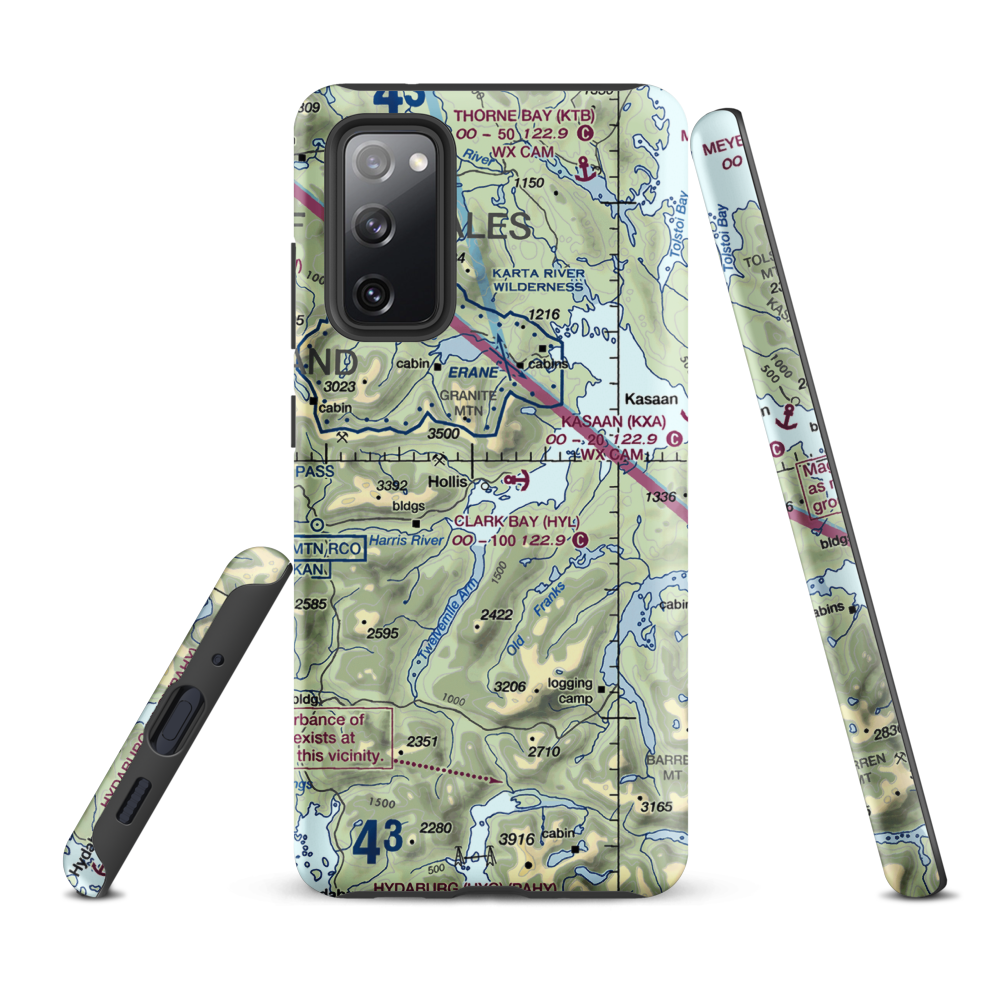 Hollis Clark Bay Seaplane Base (HYL) VFR Sectional Samsung Phone Case Samsung Galaxy S20 FE model shown