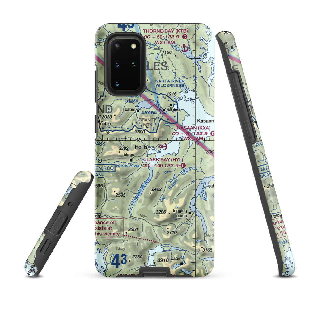 Hollis Clark Bay Seaplane Base (HYL) VFR Sectional Samsung Phone Case Samsung Galaxy S20 Plus model shown