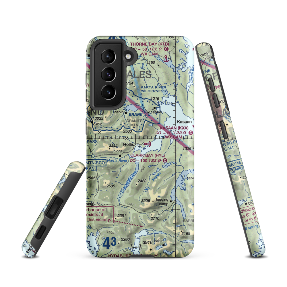 Hollis Clark Bay Seaplane Base (HYL) VFR Sectional Samsung Phone Case Samsung Galaxy S21 model shown