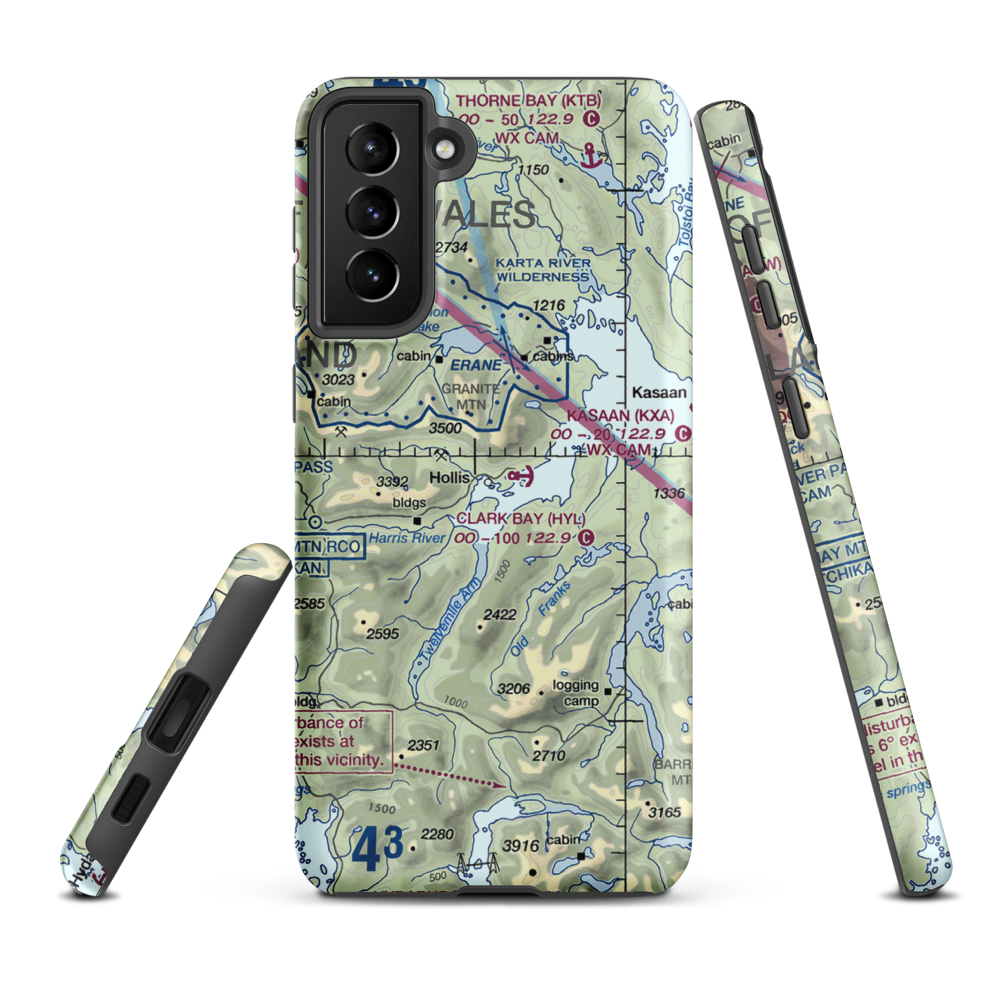 Hollis Clark Bay Seaplane Base (HYL) VFR Sectional Samsung Phone Case Samsung Galaxy S21 Plus model shown