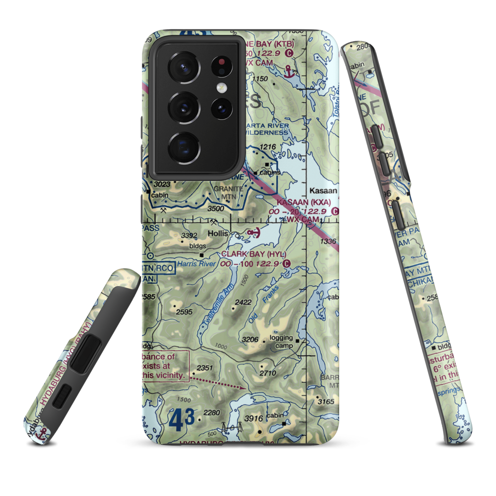 Hollis Clark Bay Seaplane Base (HYL) VFR Sectional Samsung Phone Case Samsung Galaxy S21 Plus model shown