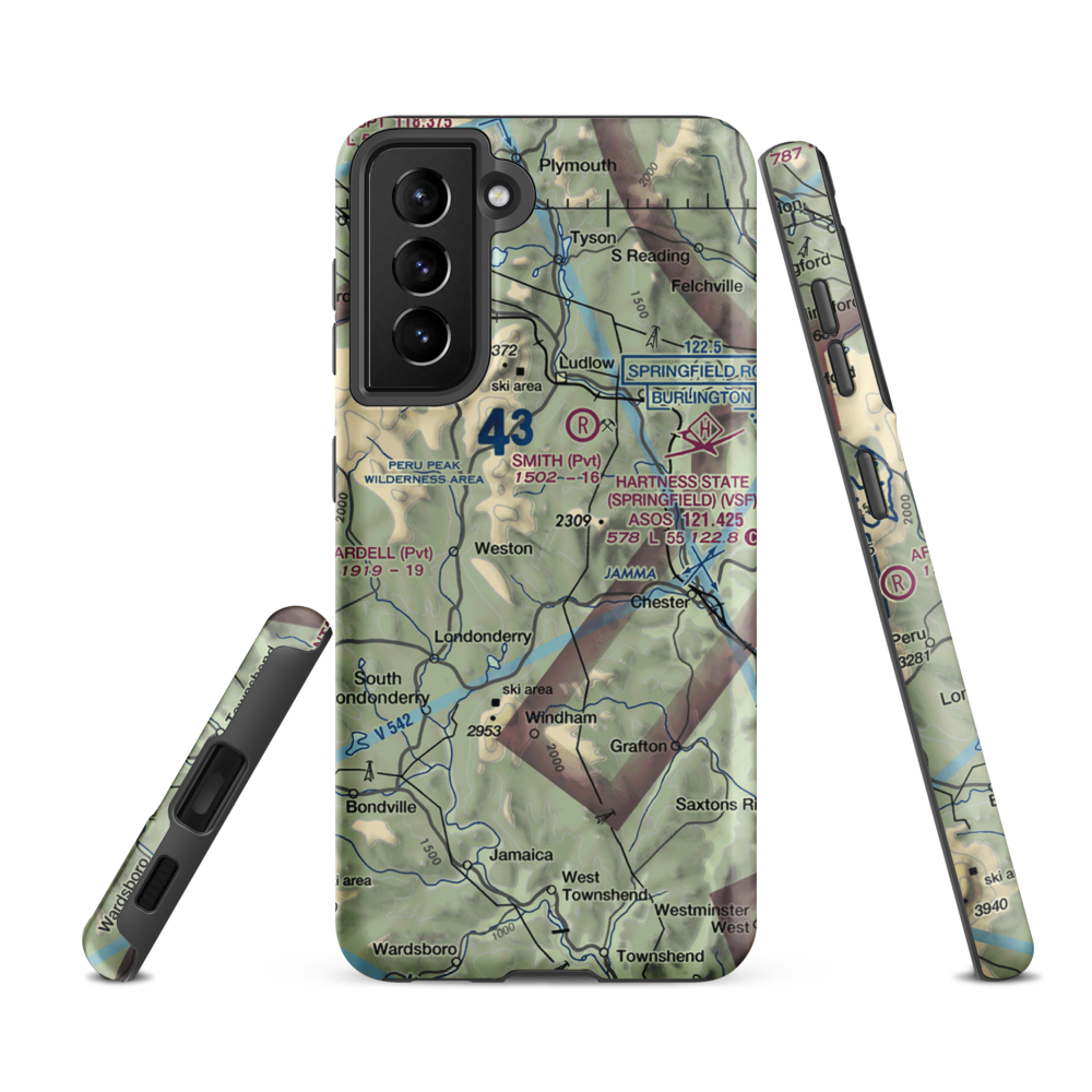 Holloway Airport (VT13) VFR Sectional Samsung Phone Case Samsung Galaxy S21 FE model shown