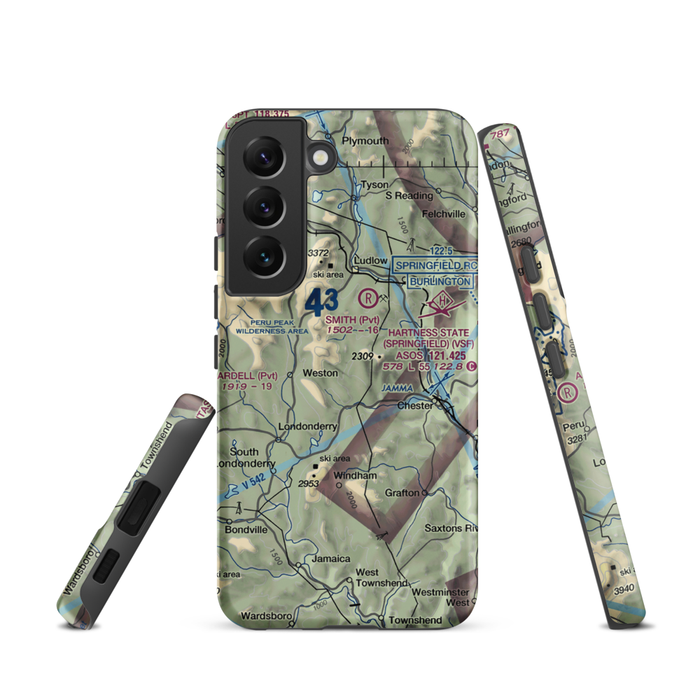Holloway Airport (VT13) VFR Sectional Samsung Phone Case Samsung Galaxy S22 model shown