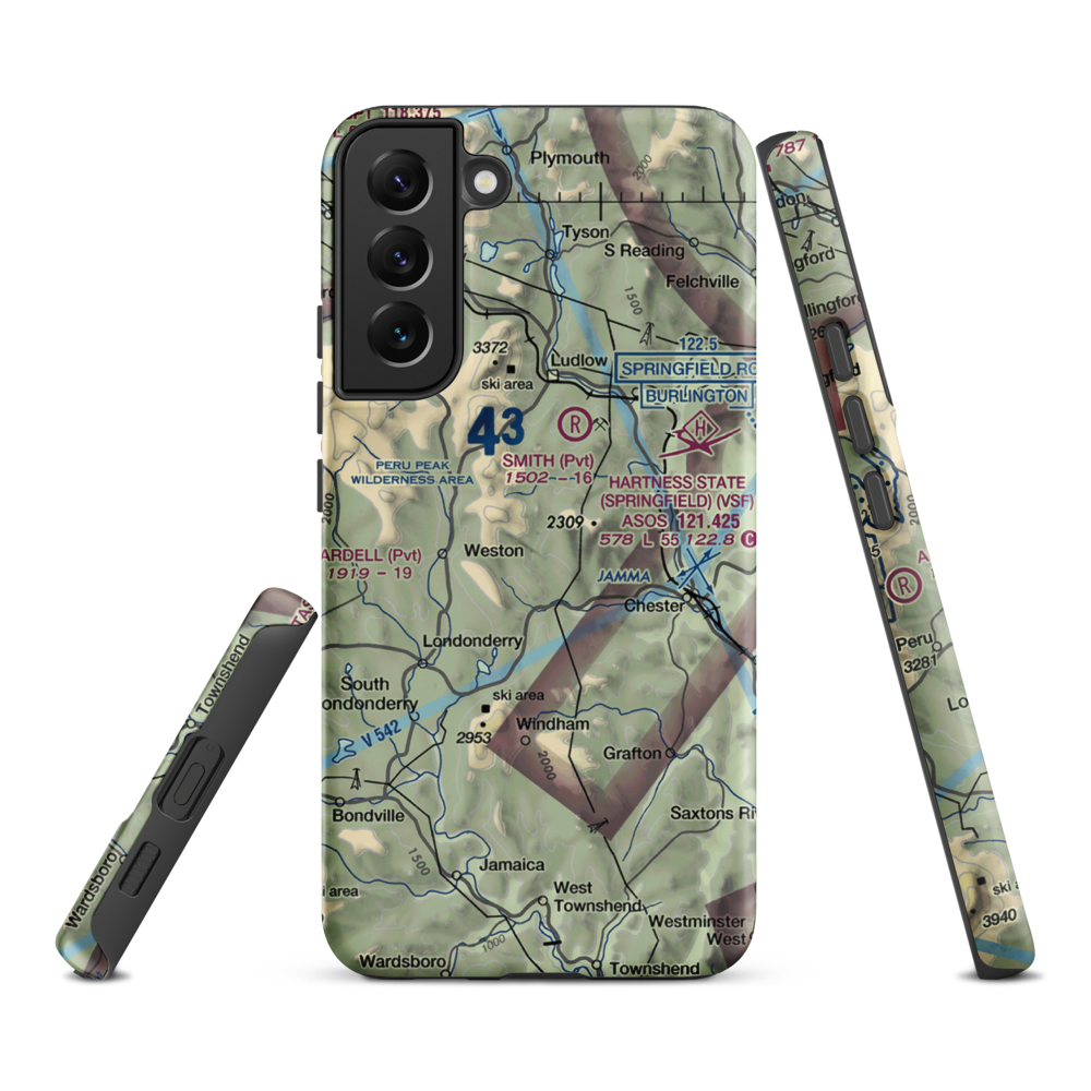 Holloway Airport (VT13) VFR Sectional Samsung Phone Case Samsung Galaxy S22 Plus model shown