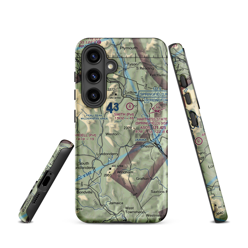 Holloway Airport (VT13) VFR Sectional Samsung Phone Case Samsung Galaxy S24 model shown