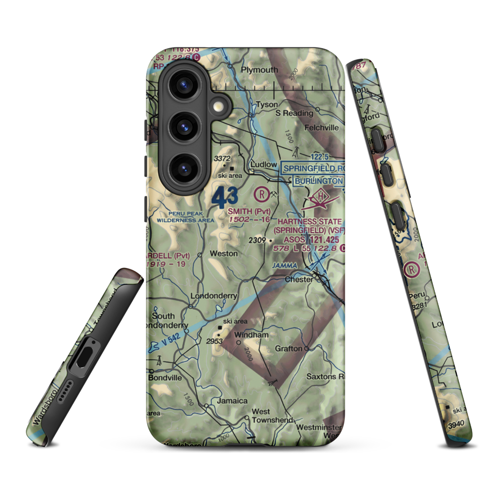 Holloway Airport (VT13) VFR Sectional Samsung Phone Case Samsung Galaxy S24 Plus model shown