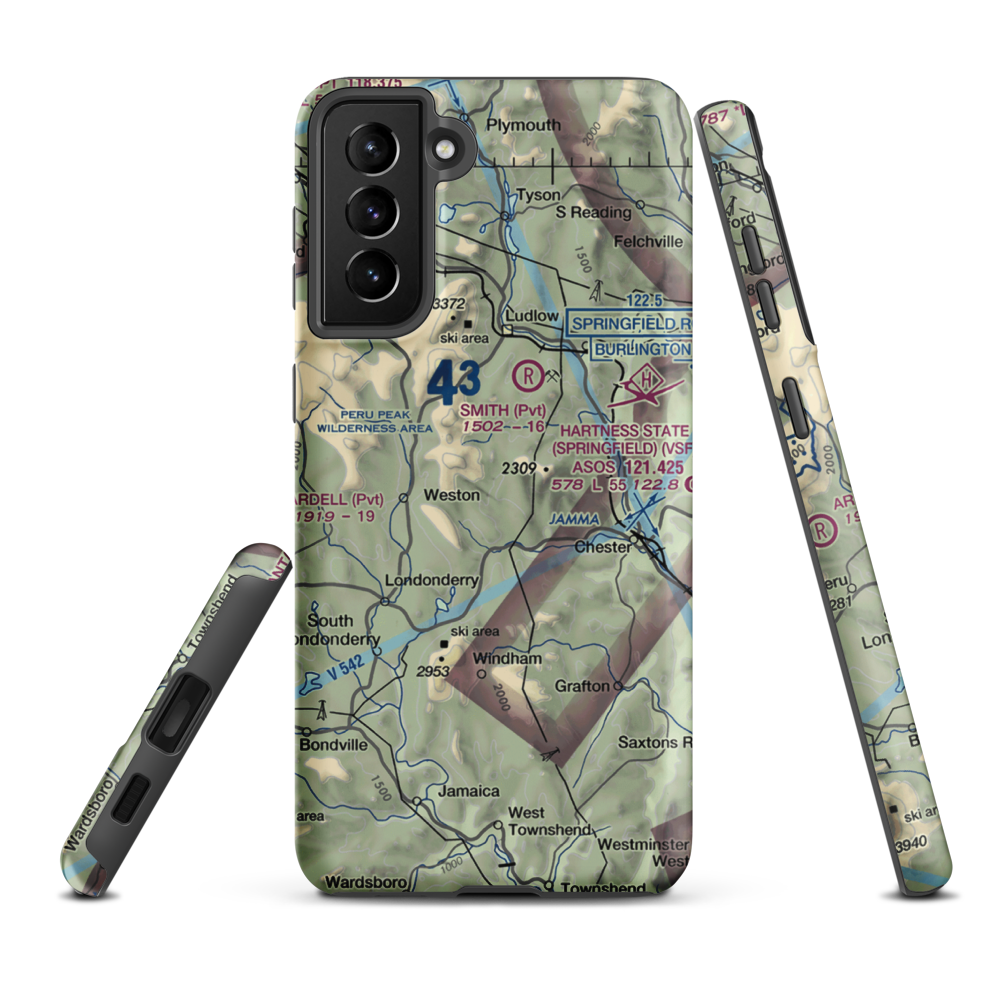 Holloway Airport (VT13) VFR Sectional Samsung Phone Case Samsung Galaxy S21 Plus model shown