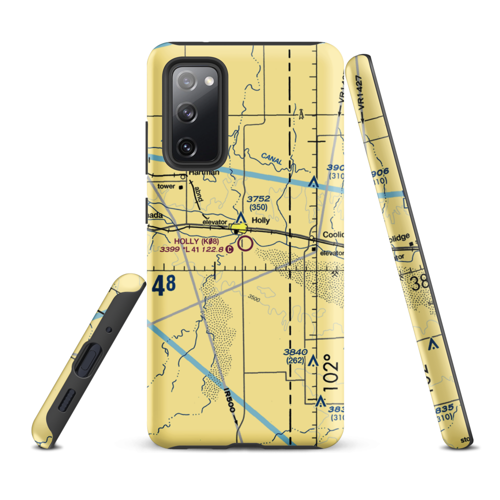 Holly Airport (K08) VFR Sectional Samsung Phone Case Samsung Galaxy S20 FE model shown