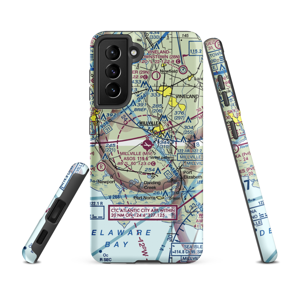 Holly City Heliport (2P5) VFR Sectional Samsung Phone Case Samsung Galaxy S21 FE model shown