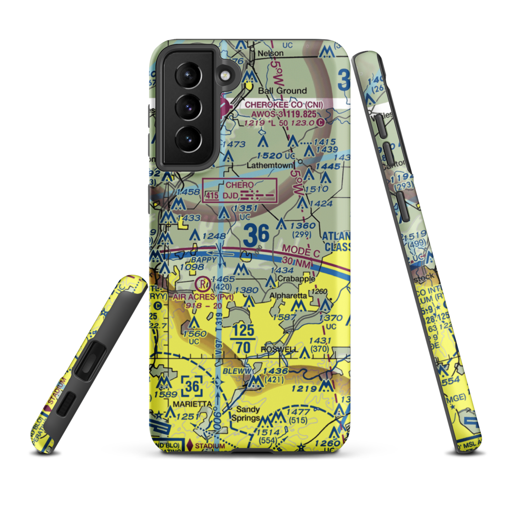 Holly Farm Airport (3GE9) VFR Sectional Samsung Phone Case Samsung Galaxy S21 FE model shown