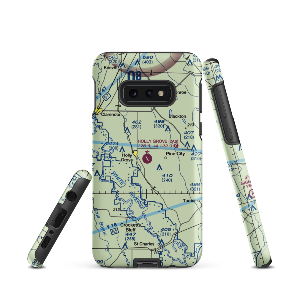 Holly Grove Municipal Airport (2A6) VFR Sectional Samsung Phone Case Samsung Galaxy S10e model shown