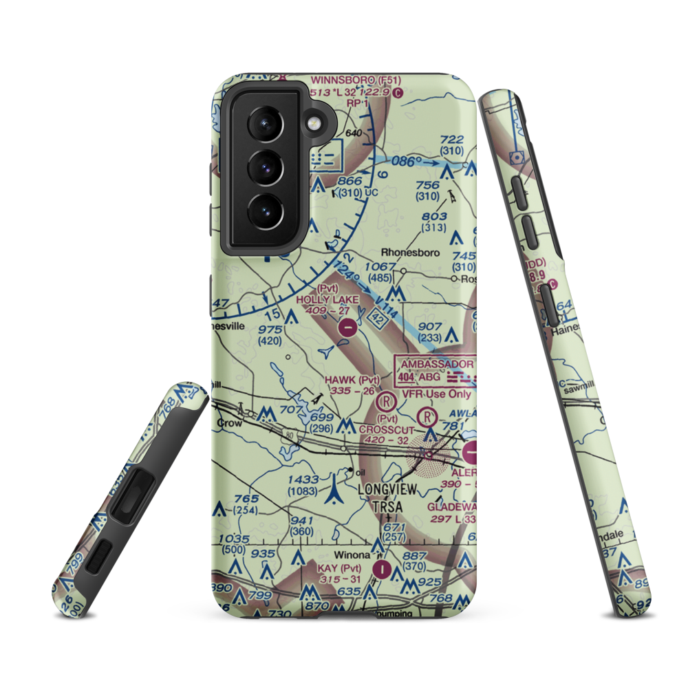 Holly Lake Ranch Airport (16TE) VFR Sectional Samsung Phone Case Samsung Galaxy S21 FE model shown