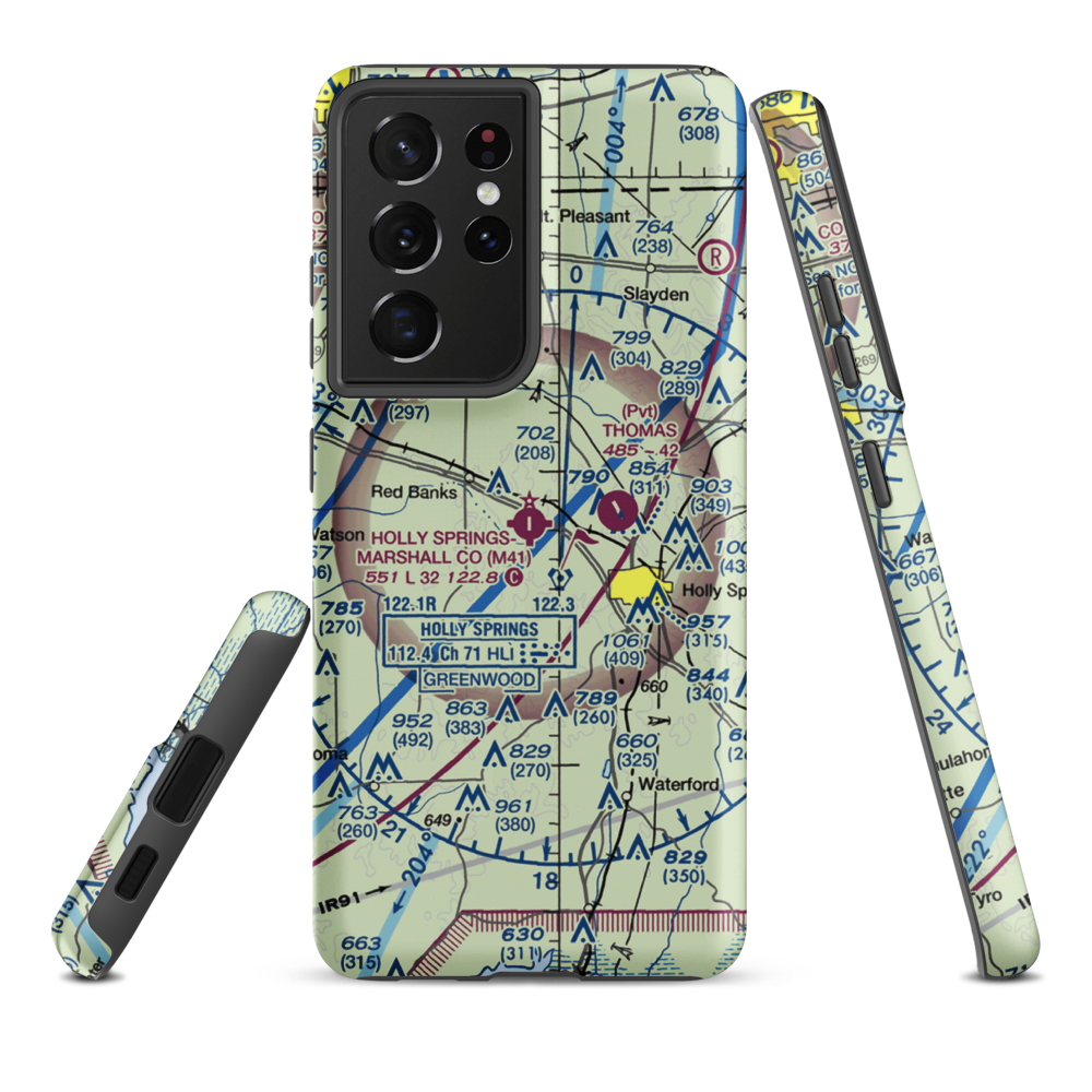 Holly Springs Marshall County Airport (M41) VFR Sectional Samsung Phone Case Samsung Galaxy S21 Plus model shown