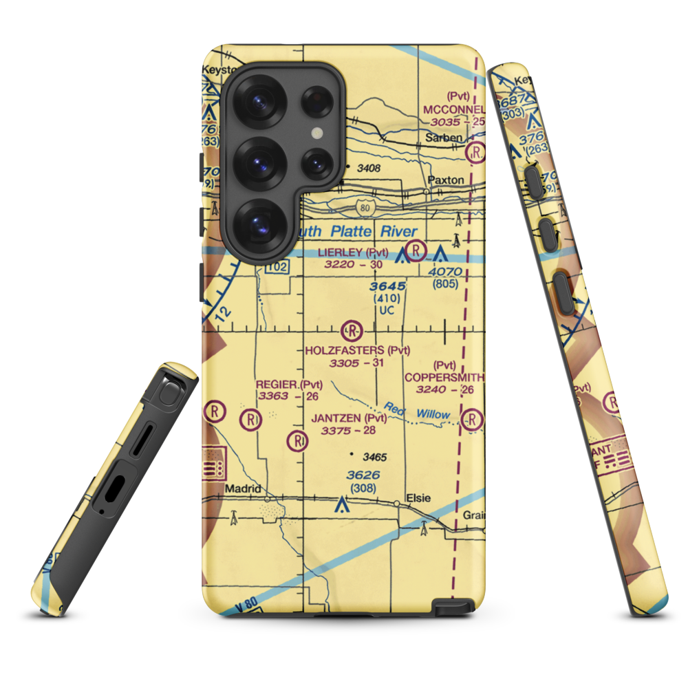Holzfaster's Airport (4NE9) VFR Sectional Samsung Phone Case Samsung Galaxy S25 Ultra model shown