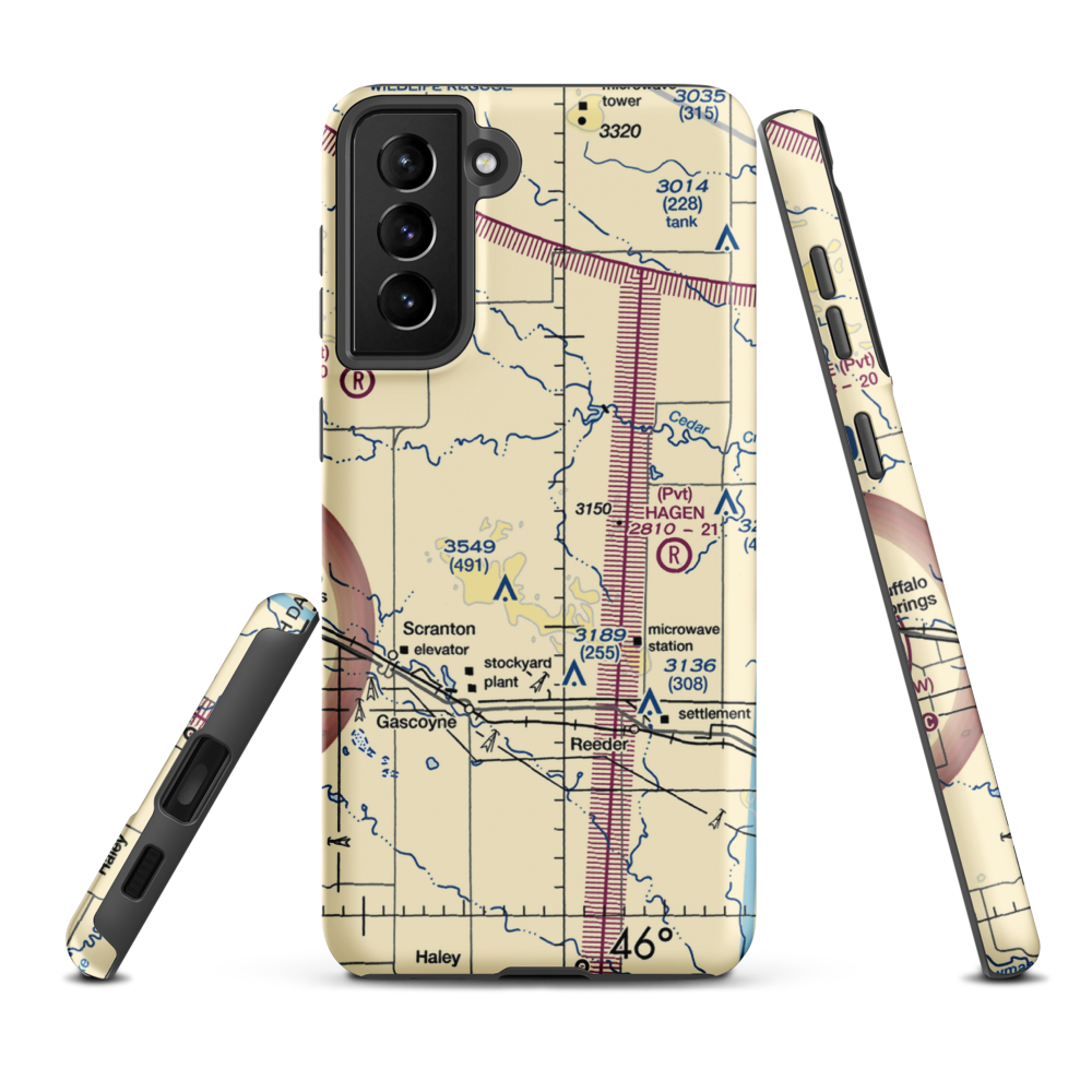 Holzman Airstrip (NA89) VFR Sectional Samsung Phone Case Samsung Galaxy S21 FE model shown