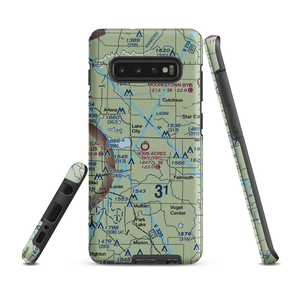 Home Acres Sky Ranch Airport (Y91) VFR Sectional Samsung Phone Case Samsung Galaxy S10 Plus model shown