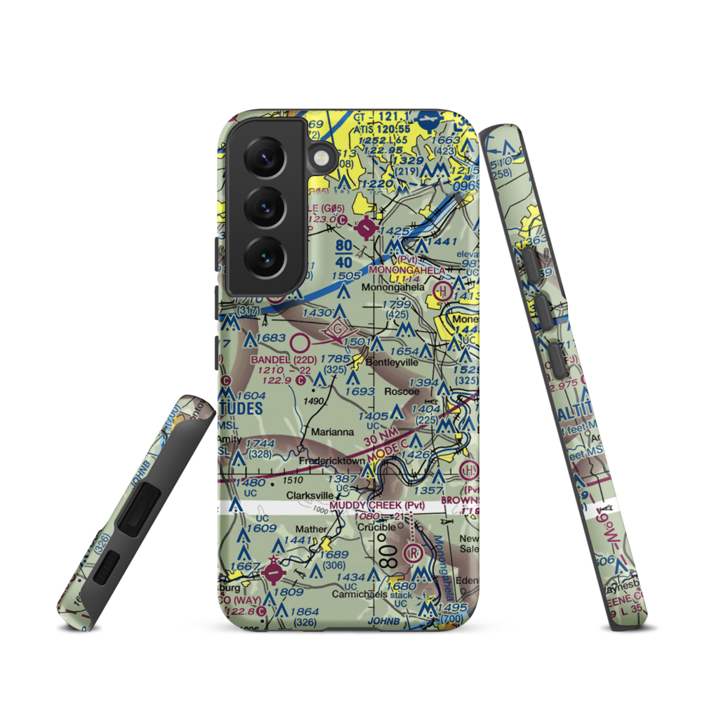 Home Safe Airport (PS87) VFR Sectional Samsung Phone Case Samsung Galaxy S22 model shown