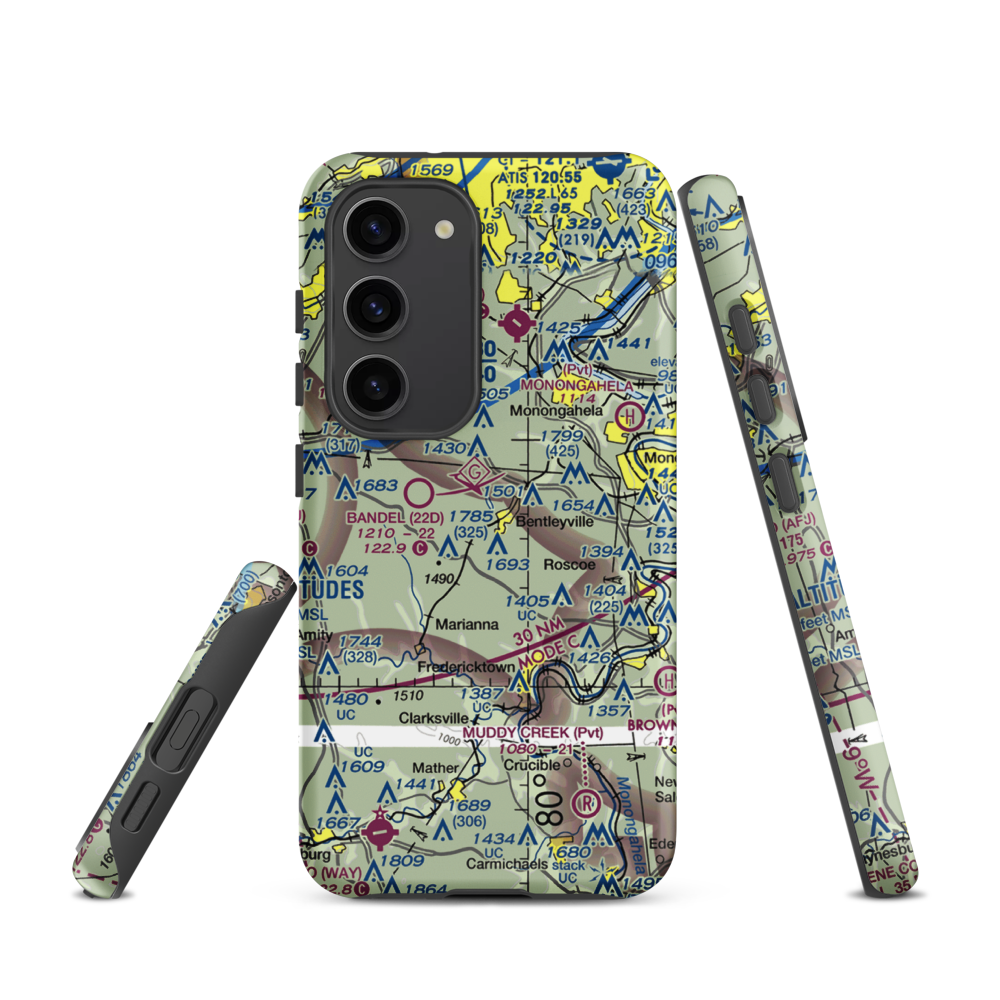 Home Safe Airport (PS87) VFR Sectional Samsung Phone Case Samsung Galaxy S23 model shown