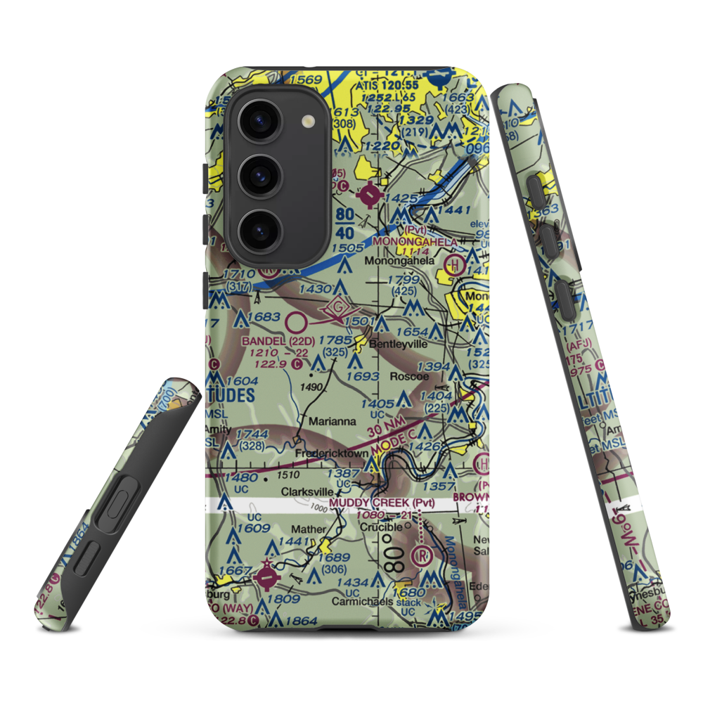 Home Safe Airport (PS87) VFR Sectional Samsung Phone Case Samsung Galaxy S23 Plus model shown