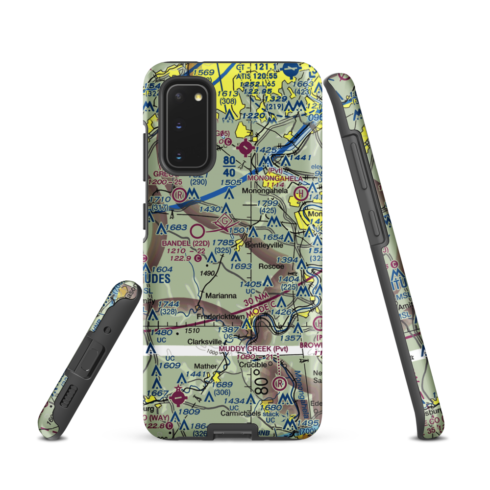 Home Safe Airport (PS87) VFR Sectional Samsung Phone Case Samsung Galaxy S20 model shown