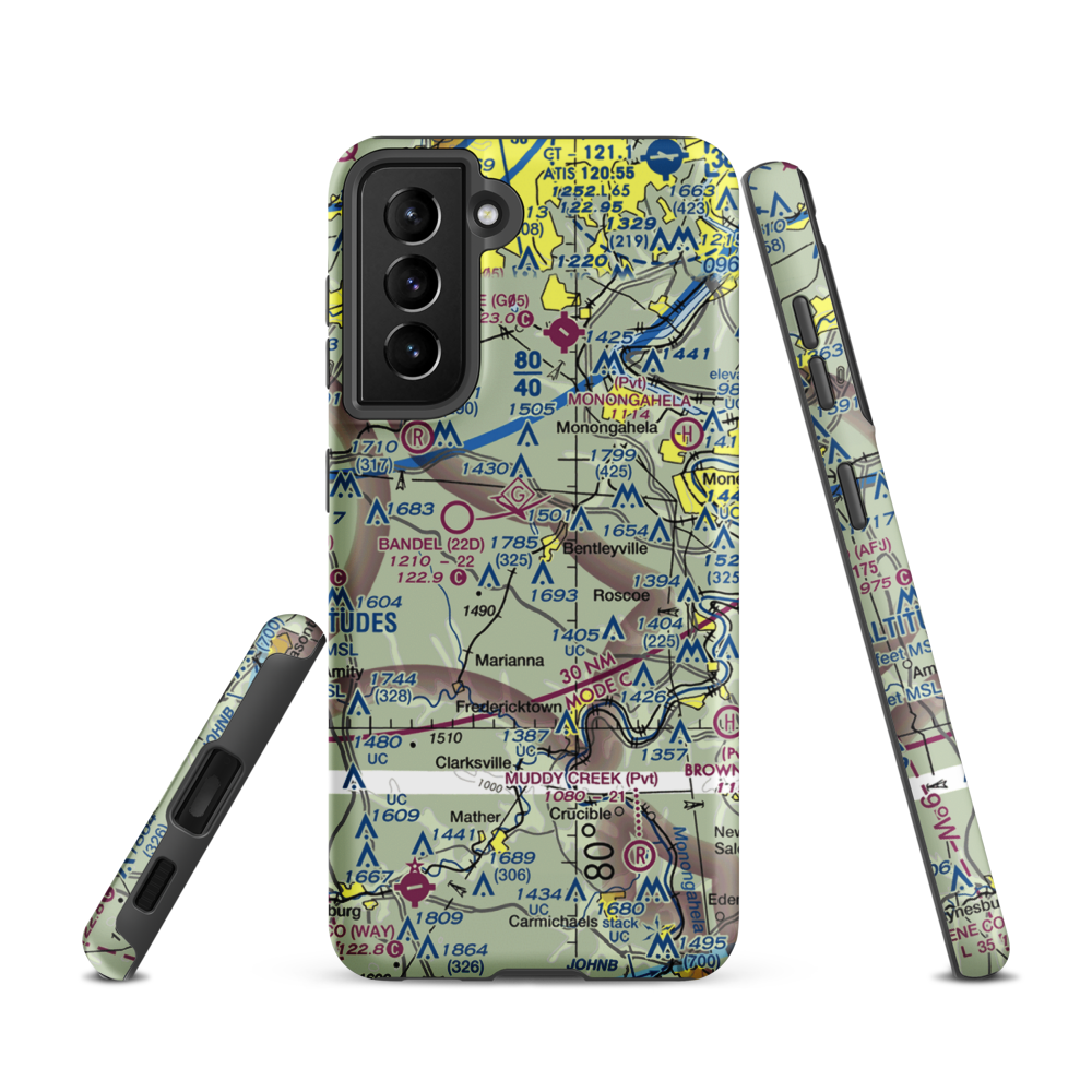 Home Safe Airport (PS87) VFR Sectional Samsung Phone Case Samsung Galaxy S21 model shown