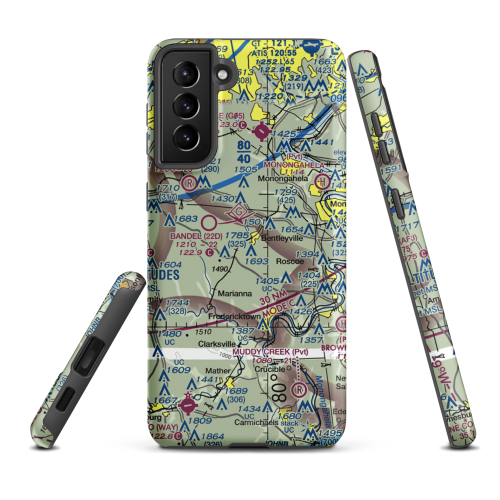 Home Safe Airport (PS87) VFR Sectional Samsung Phone Case Samsung Galaxy S21 Plus model shown