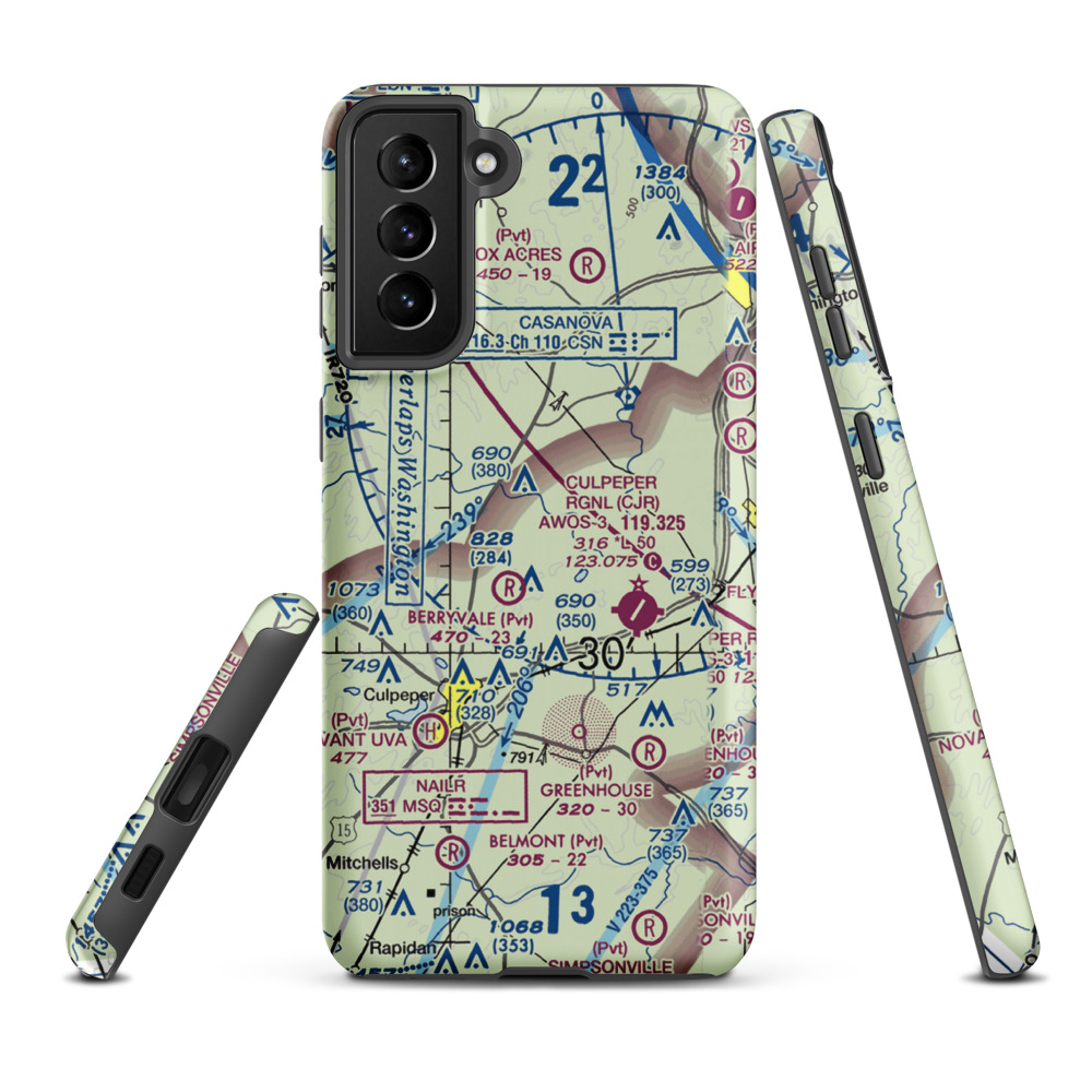 Homeland Airport (VA67) VFR Sectional Samsung Phone Case Samsung Galaxy S21 Plus model shown