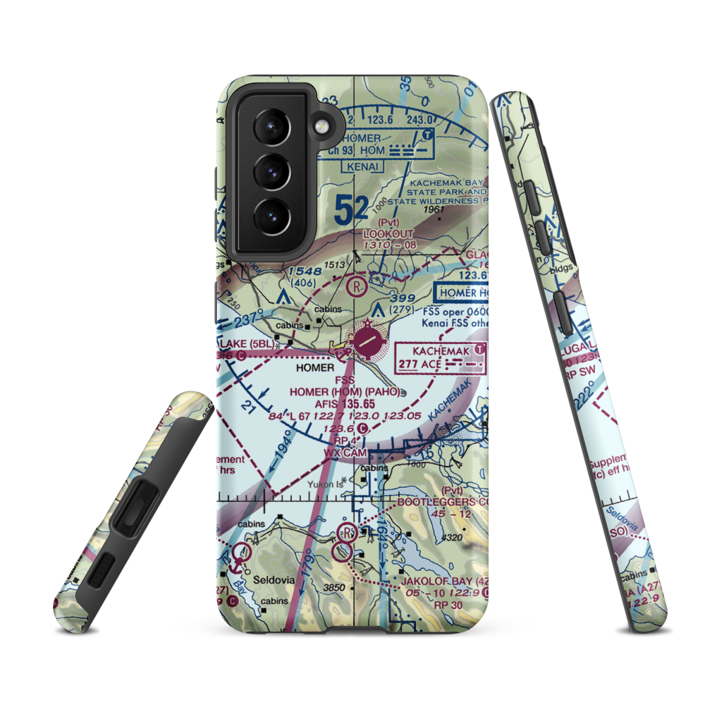 Homer-Beluga Lake Seaplane Base (5BL) VFR Sectional Samsung Phone Case Samsung Galaxy S21 Ultra model shown