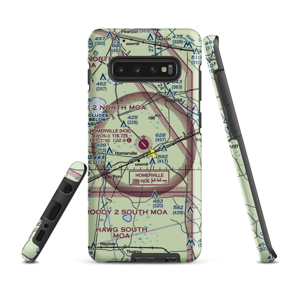 Homerville Airport (HOE) VFR Sectional Samsung Phone Case Samsung Galaxy S10 Plus model shown