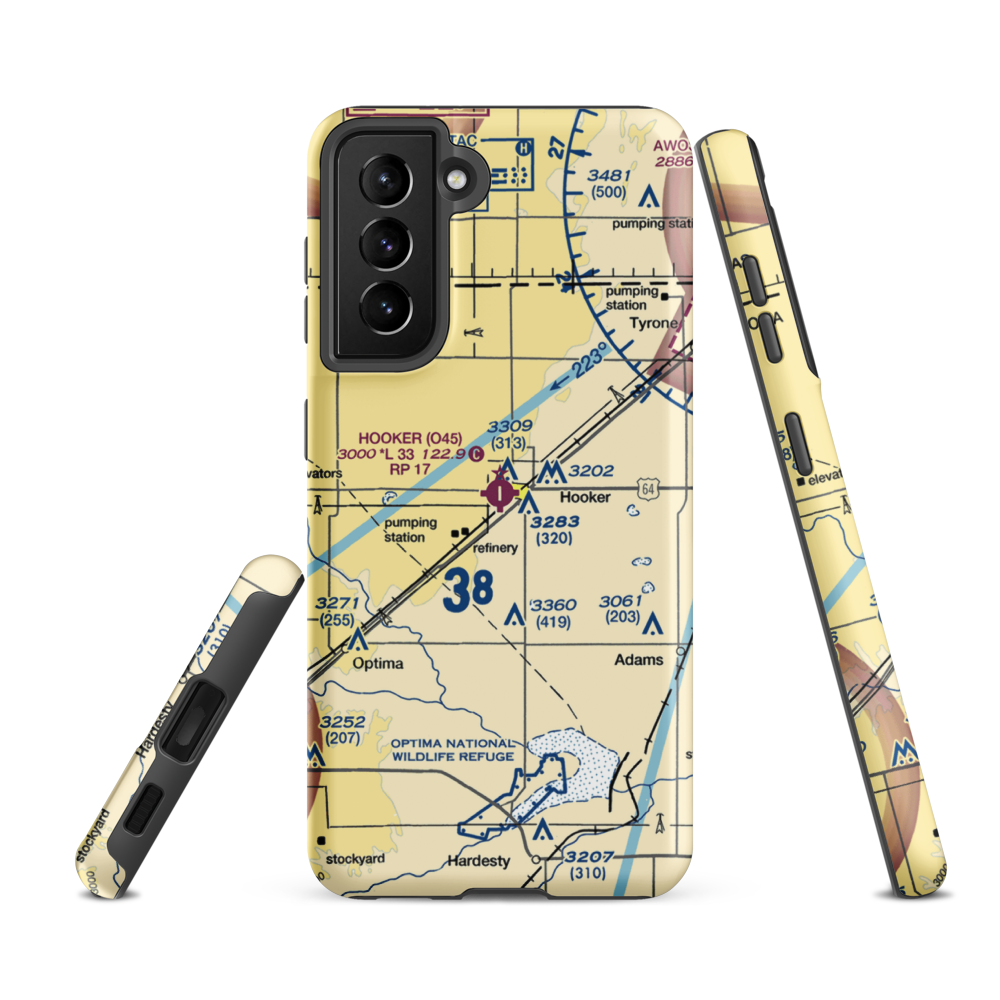 Hooker Municipal Airport (O45) VFR Sectional Samsung Phone Case Samsung Galaxy S21 FE model shown
