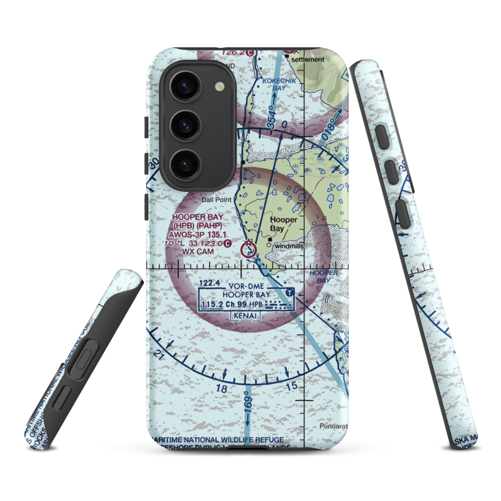 Hooper Bay Airport (HPB) VFR Sectional Samsung Phone Case Samsung Galaxy S23 Plus model shown